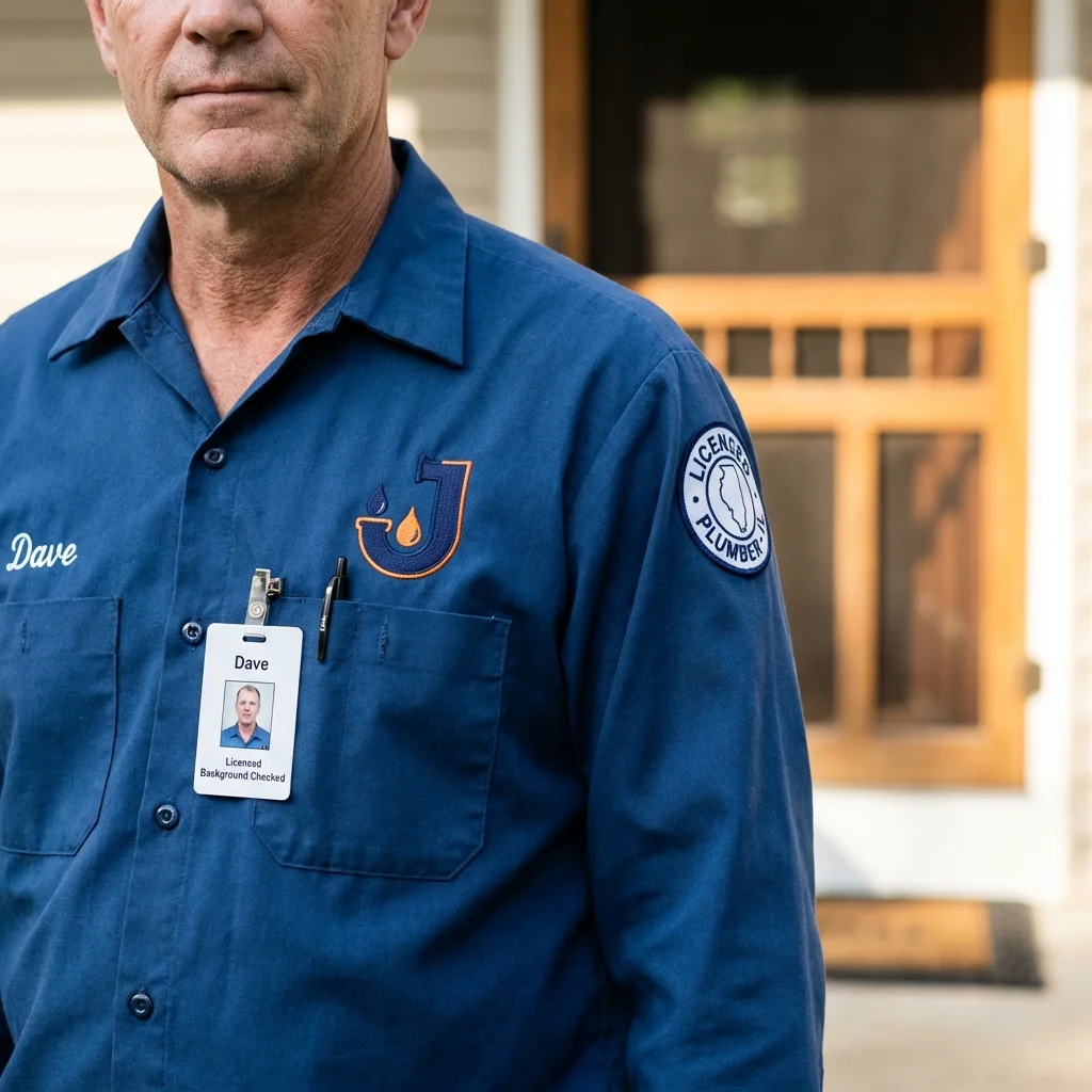 Licensed plumber showing ID badge in Girardville, PA