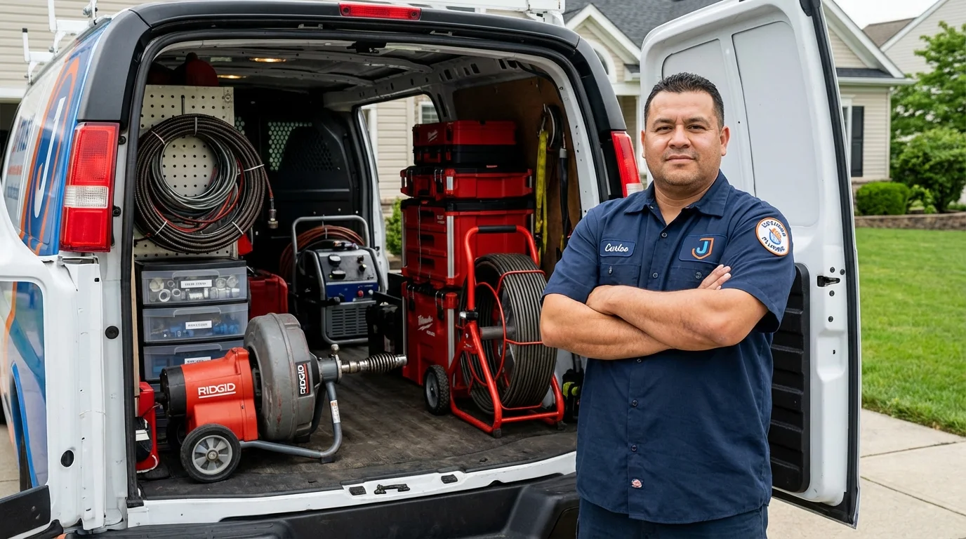 Professional drain cleaning equipment and Johns Plumbing LLC plumber in Girardville