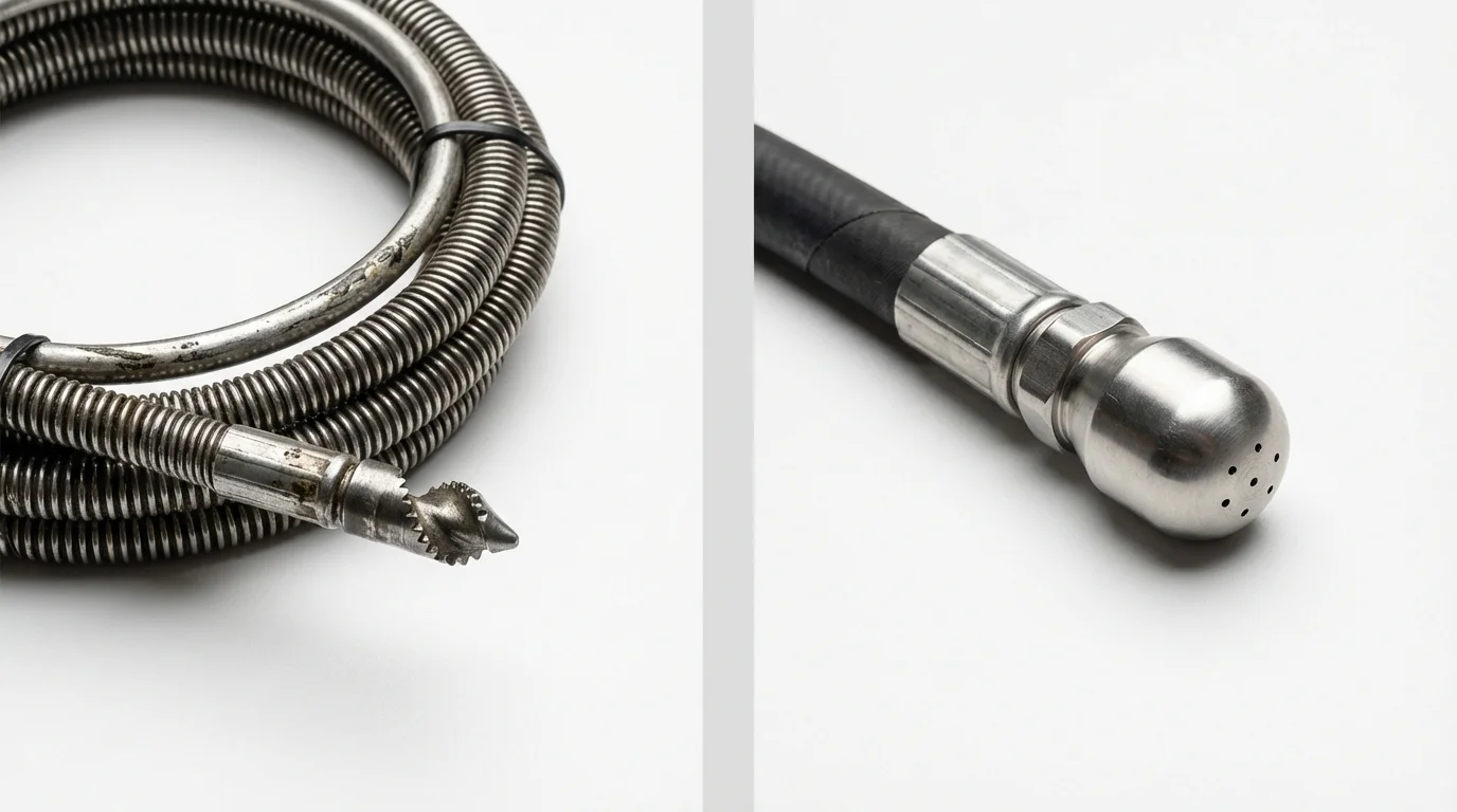 Drain snake cable and hydro jetting nozzle used for drain cleaning in Girardville, PA
