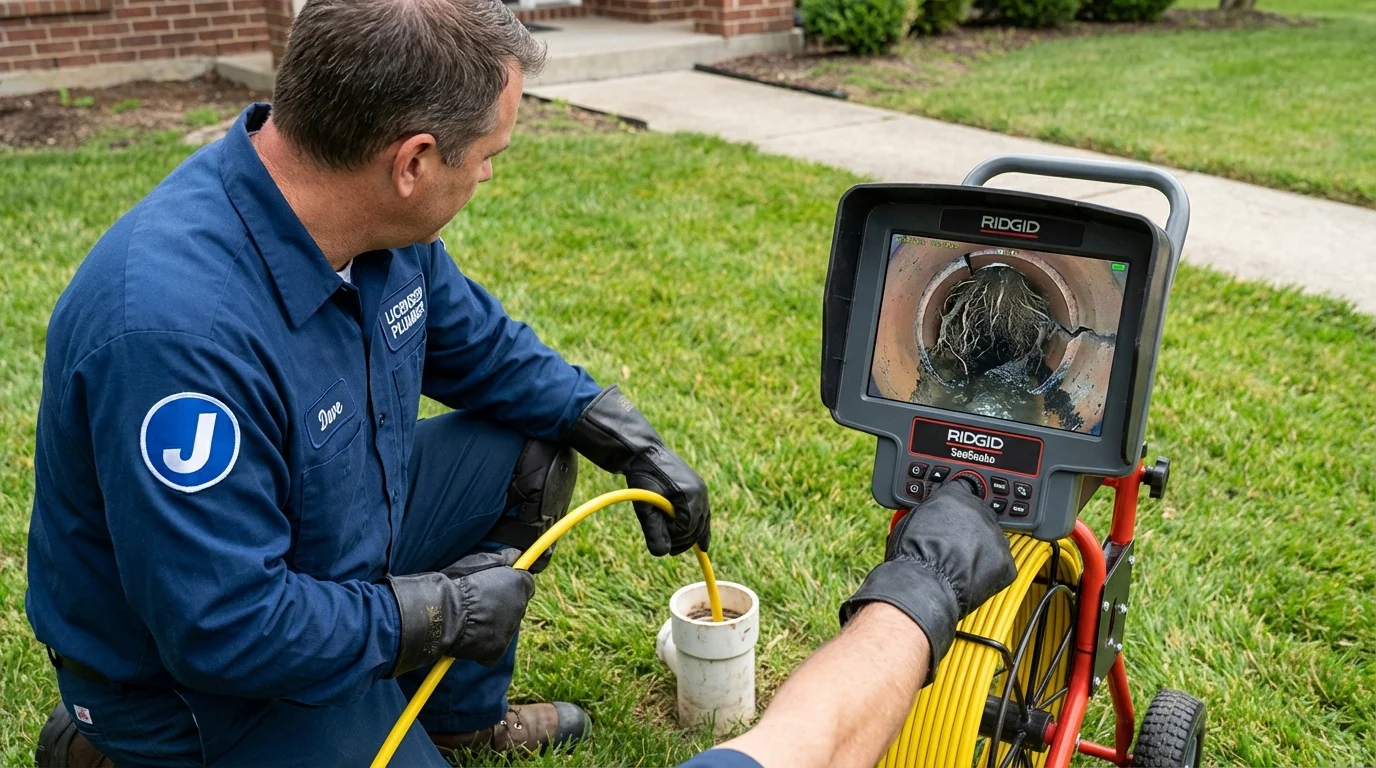 Sewer camera inspection being performed by Johns Plumbing LLC in Girardville