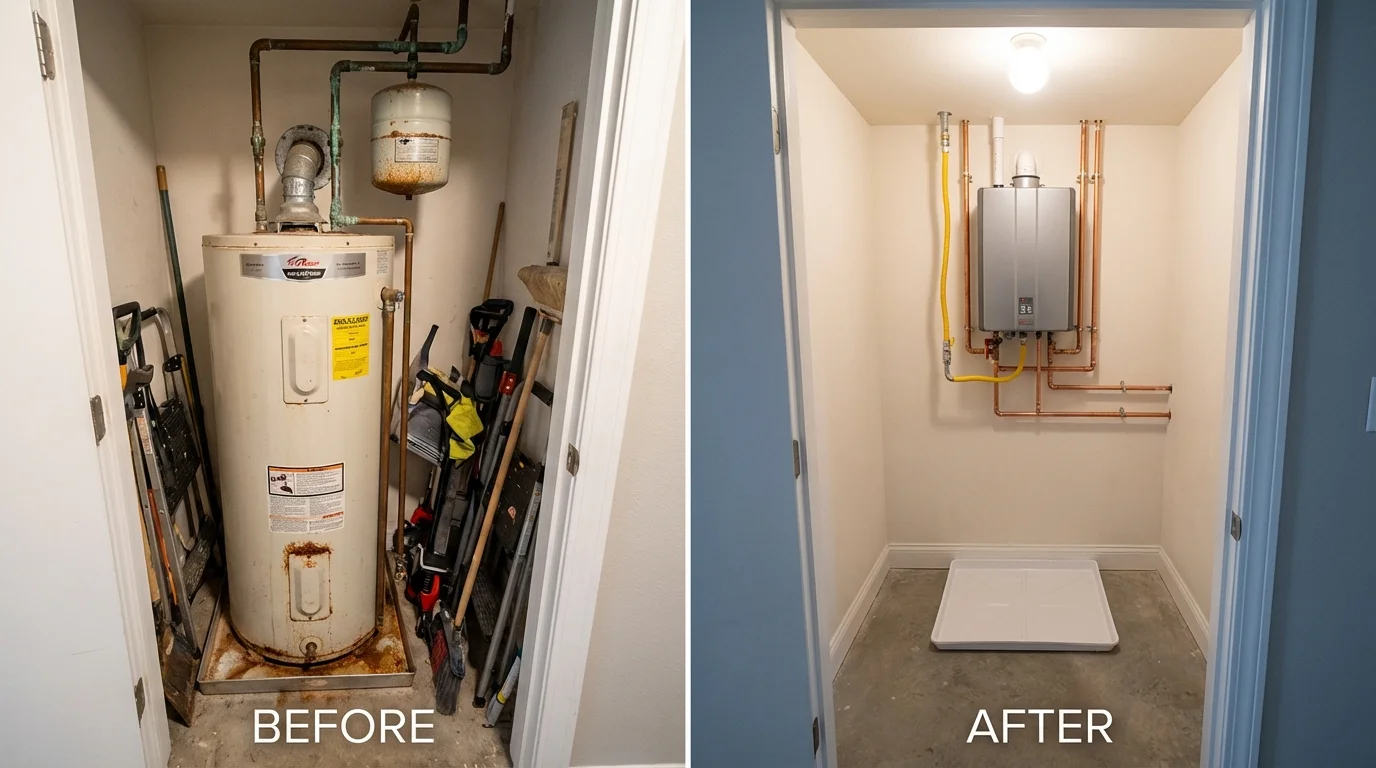 Tank water heater versus wall-mounted tankless unit comparison for Girardville, PA homeowners